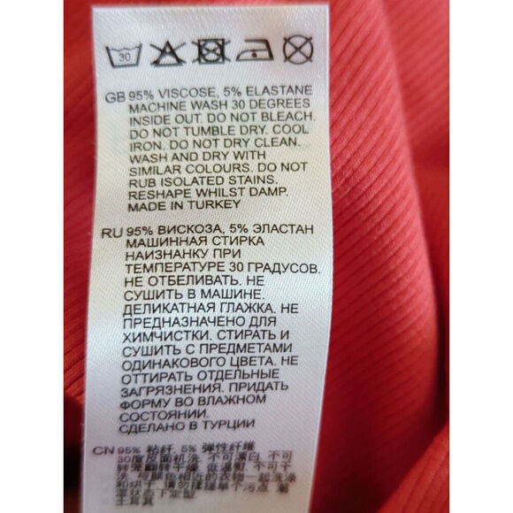 Reiss Womens Red Ribbed Knit Sleeveless One Shoulder Look Tank Size M - Picture 5 of 7